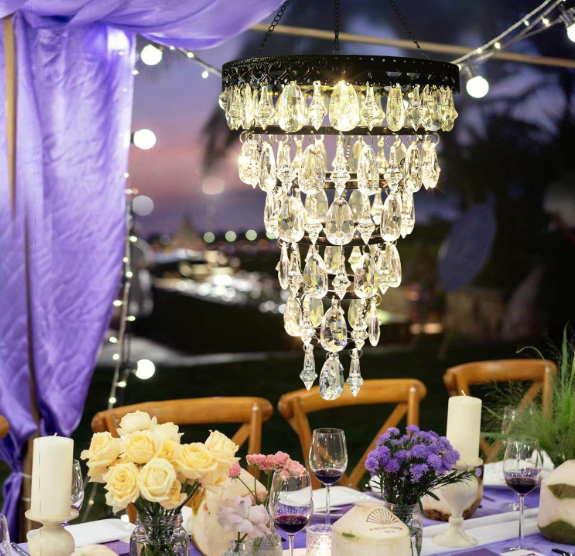 6-Tier Solar Crystal Hanging Chandelier