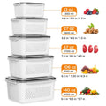 5 Pack Double Layer Drainage Produce Storage Boxes