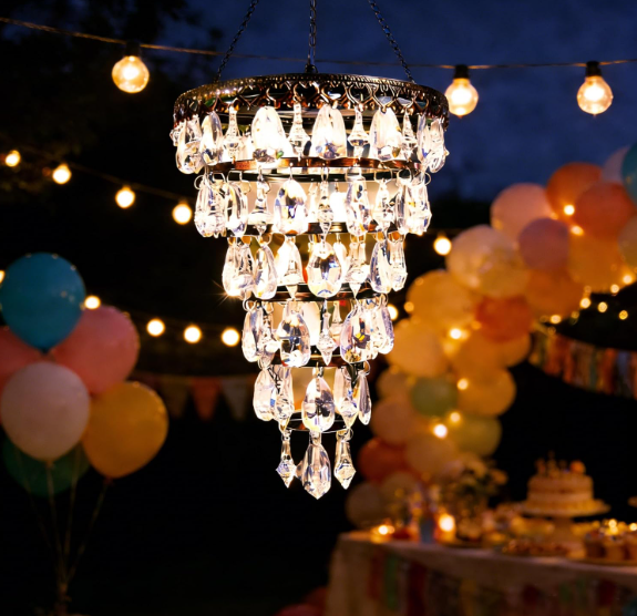 6-Tier Solar Crystal Hanging Chandelier