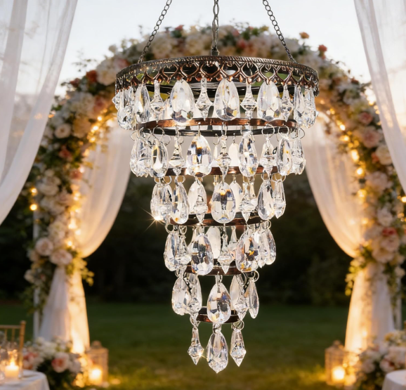 6-Tier Solar Crystal Hanging Chandelier