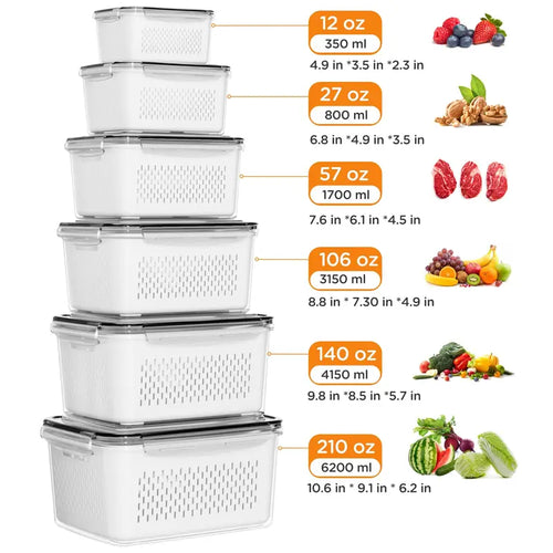 5 Pack Double Layer Drainage Produce Storage Boxes