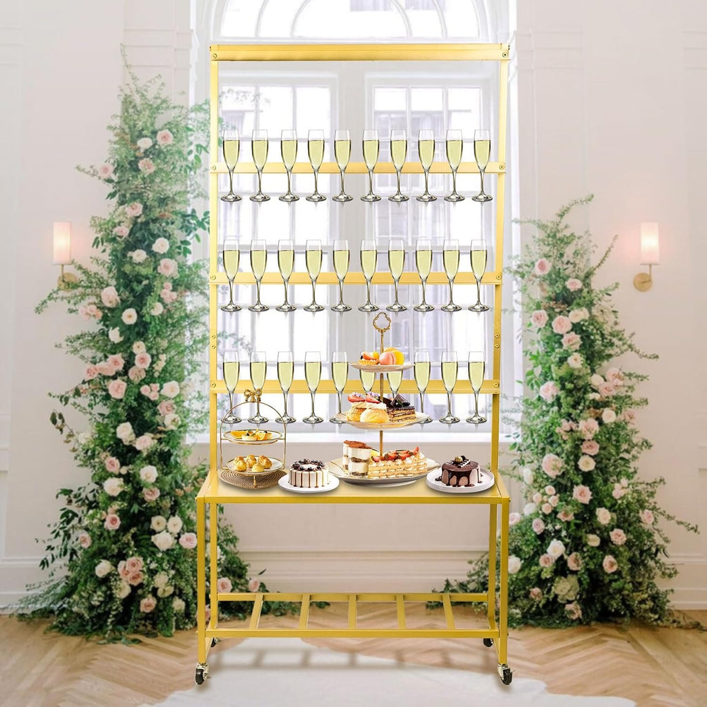 Swivel Casters Party Champagne Tower Rack