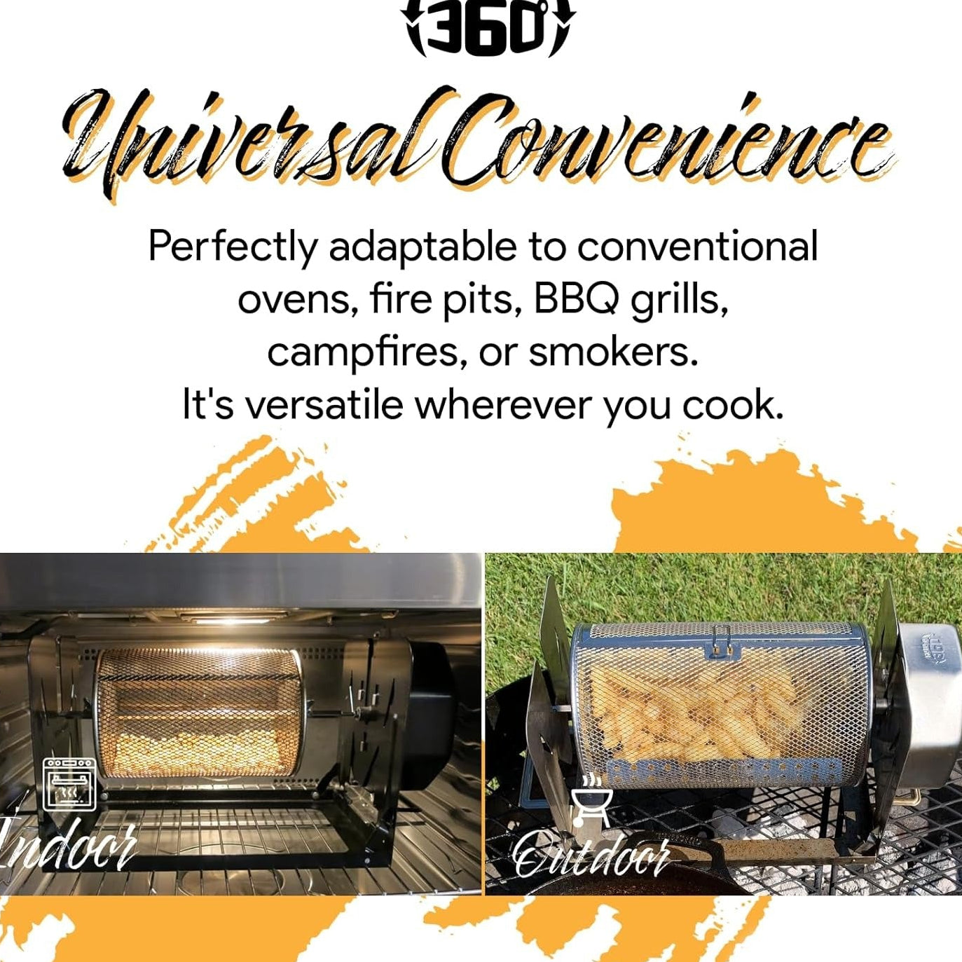 Auto-Rotate BBQ Grill Basket for Outdoor Cooking