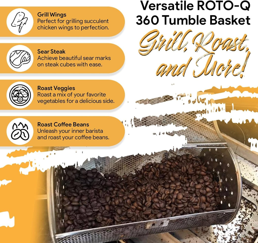 Auto-Rotate BBQ Grill Basket for Outdoor Cooking