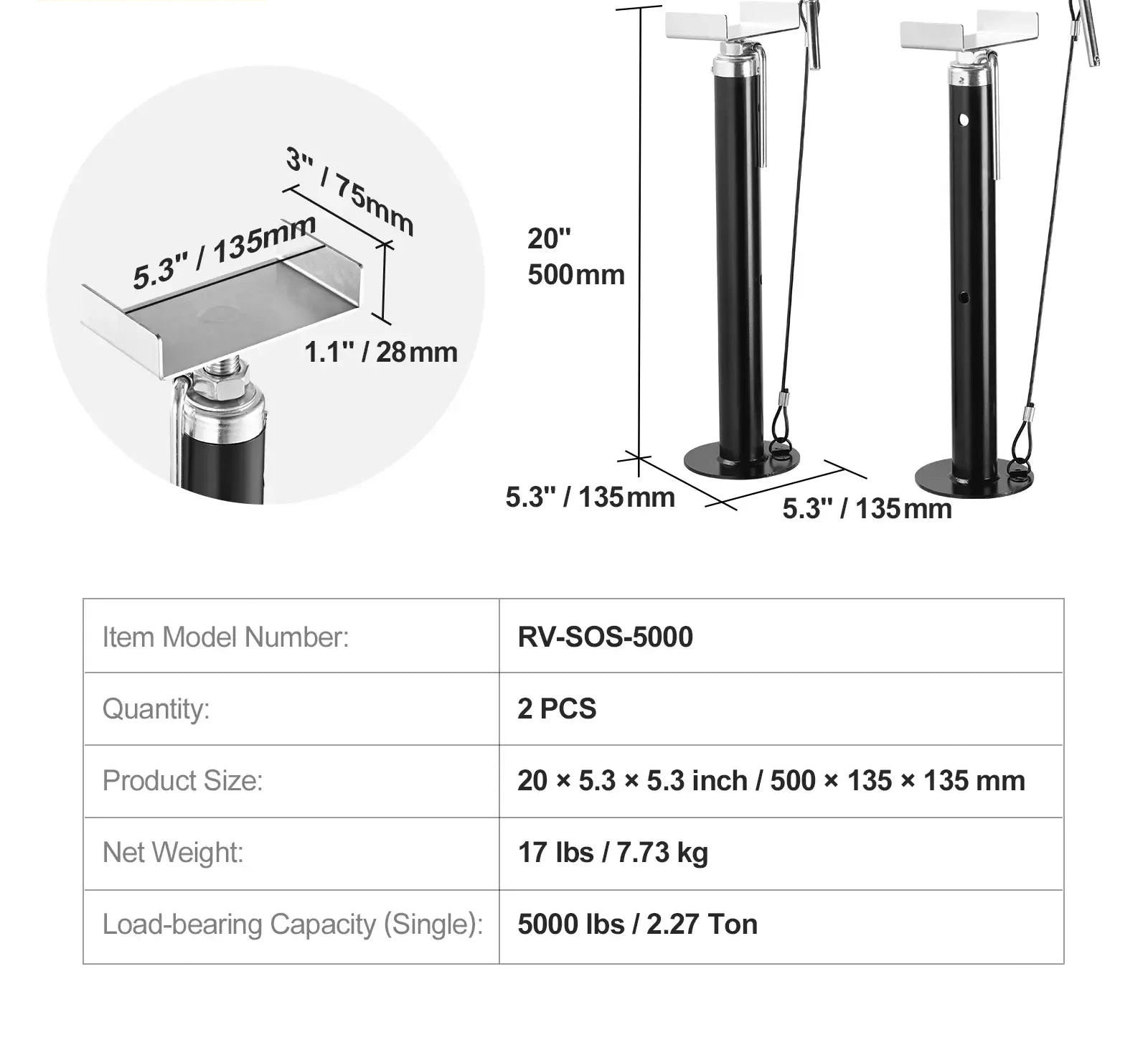 5000LBS RV Slide Out Support Stabilizer Jacks