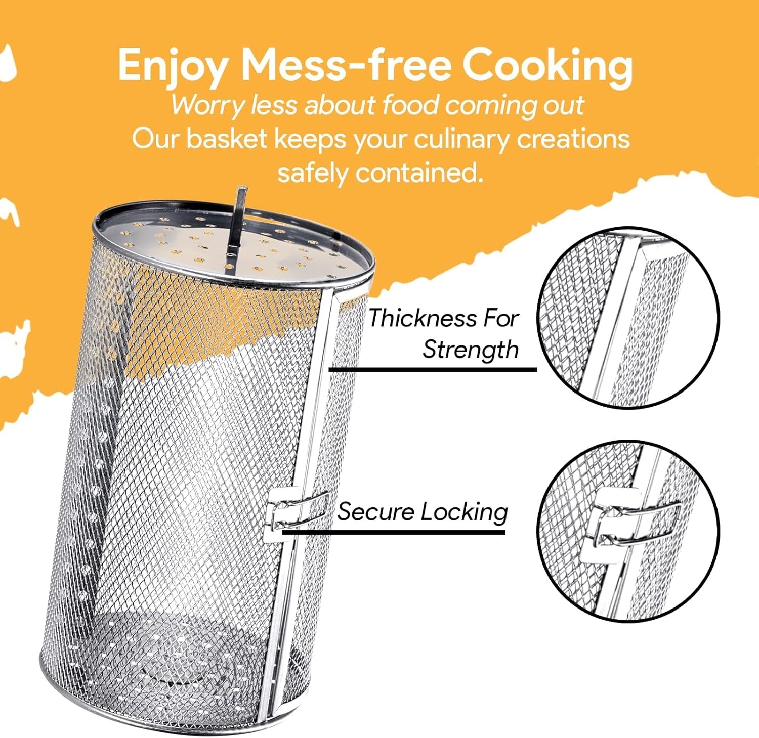 Auto-Rotate BBQ Grill Basket for Outdoor Cooking