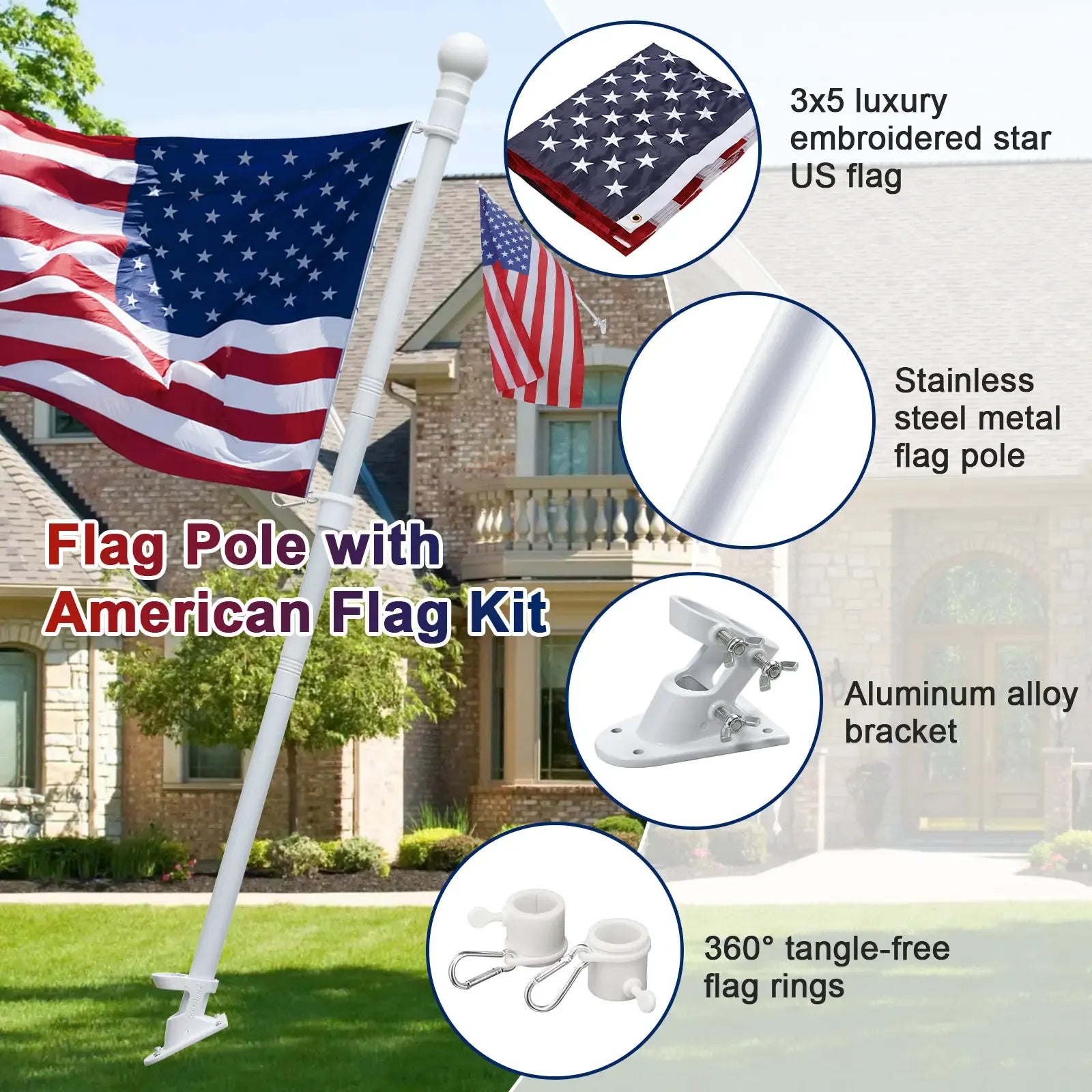 Weather Resistant Flagpole with Bracket