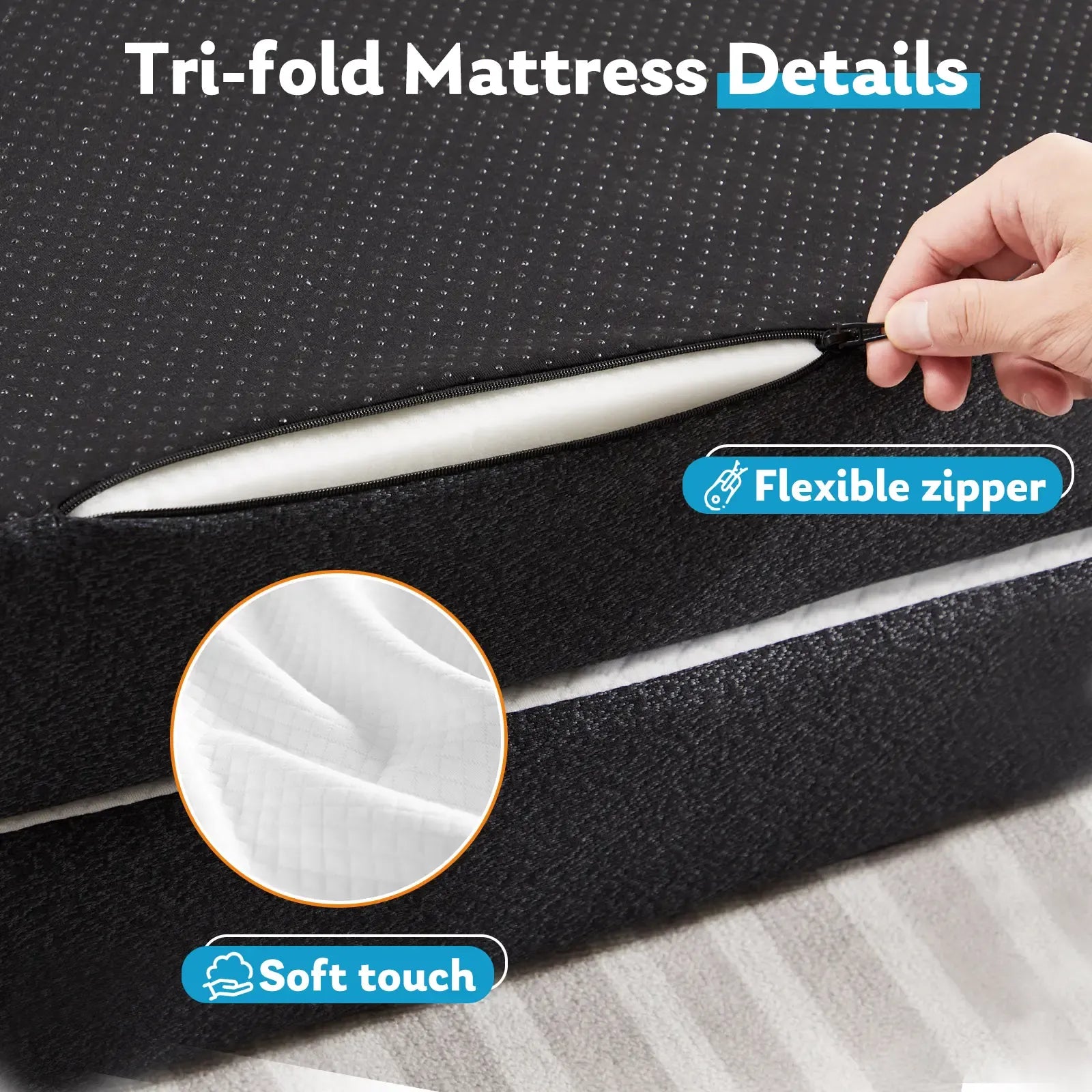 Tri-Fold Memory Foam Folding Mattress