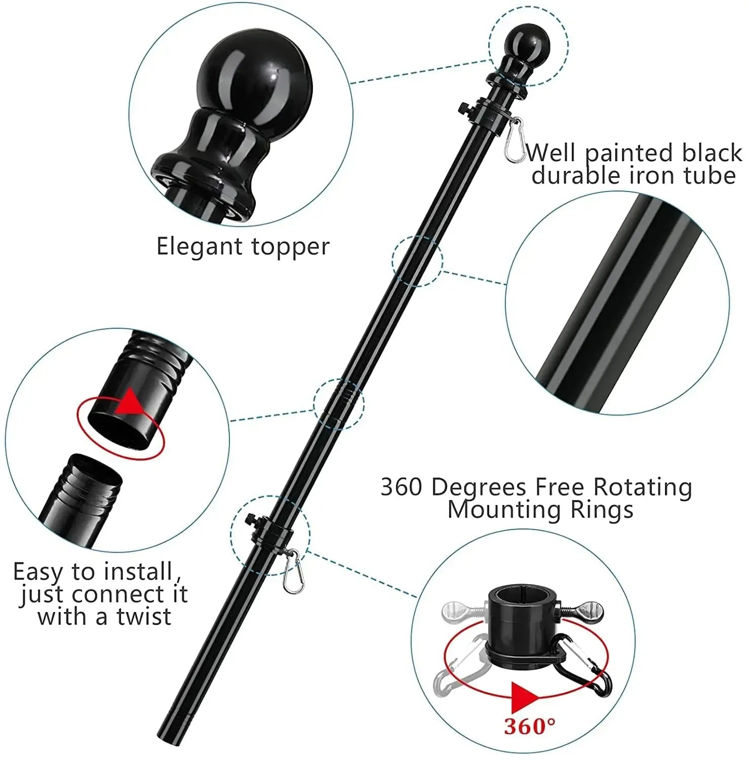 Weather Resistant Flagpole with Bracket