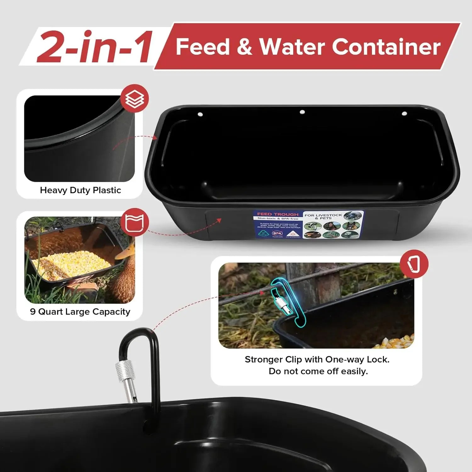 4 Pack Livestock Feeder & Waterer