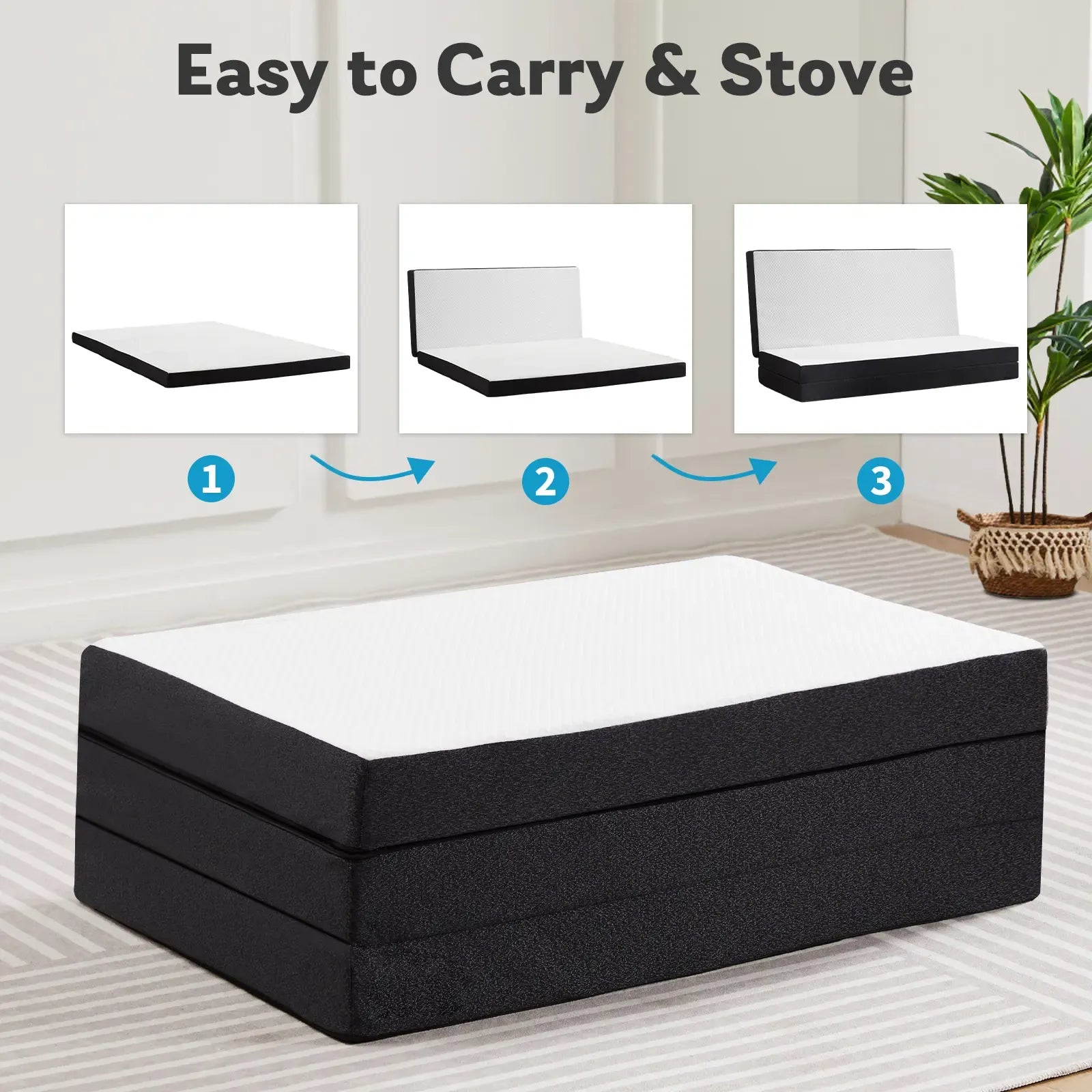 Tri-Fold Memory Foam Folding Mattress