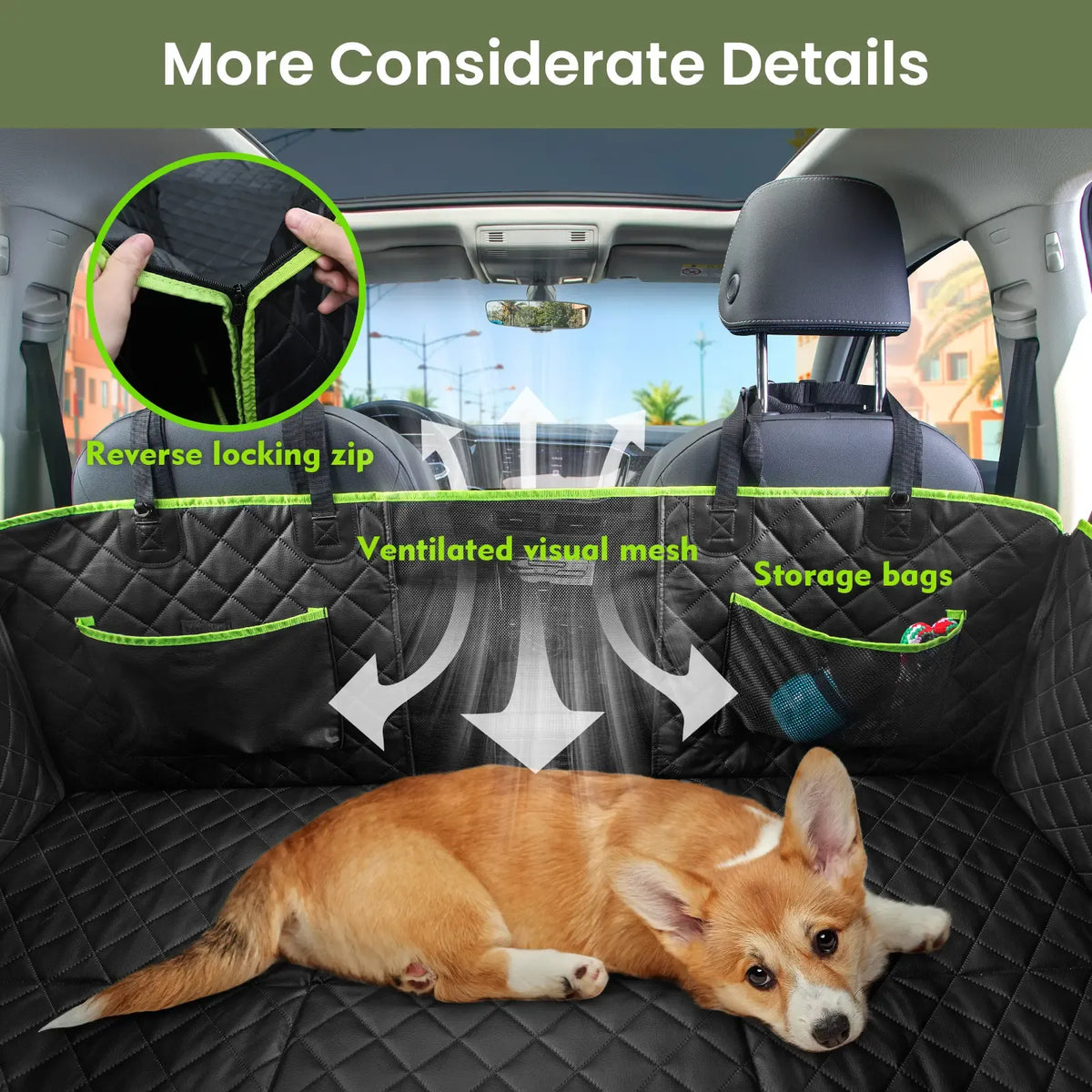 Non-Slip Pet Seat Cover with Mesh Window & Pocket🐕