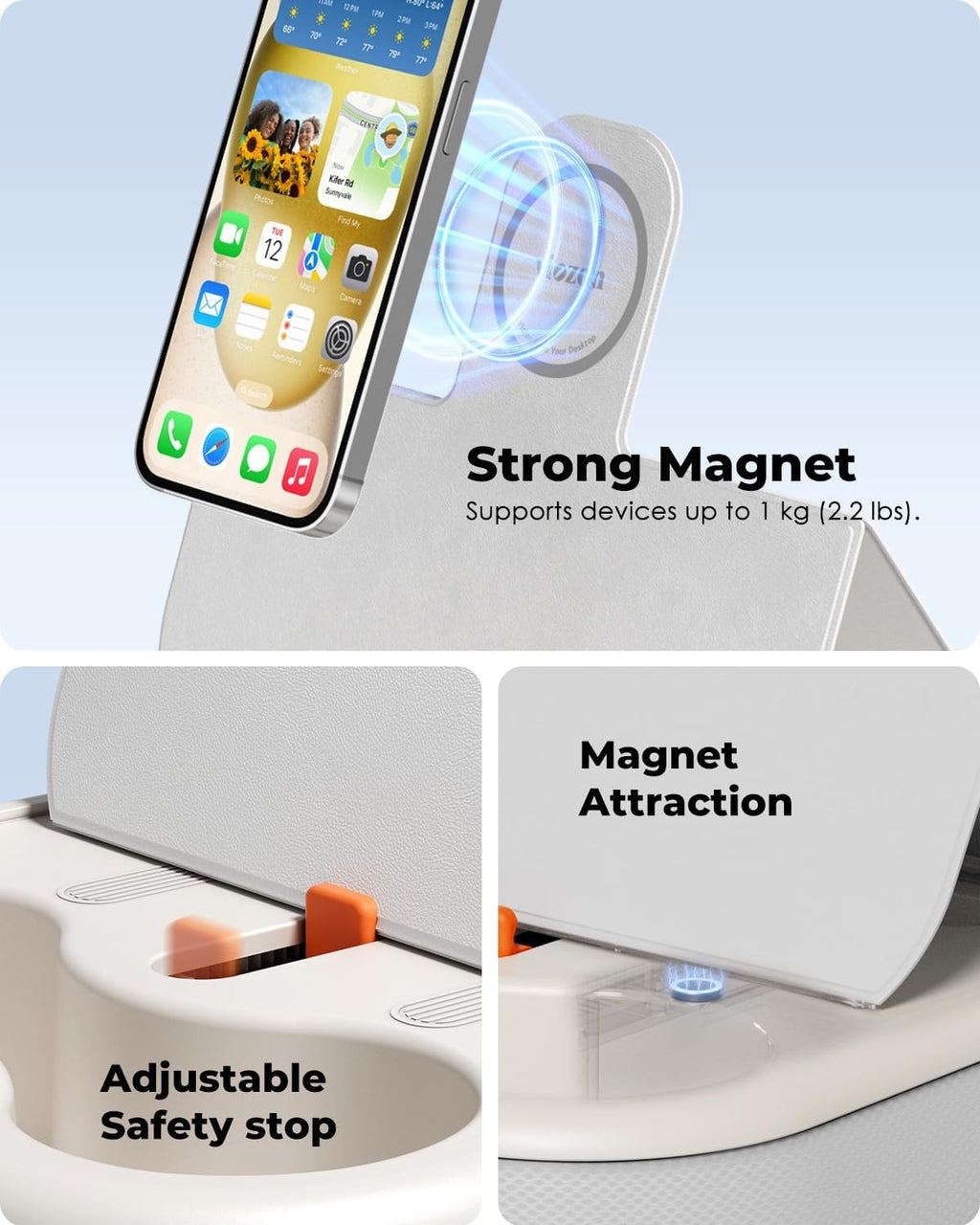Bed Magnetic Tablet Pillow Holder with Cup Holder