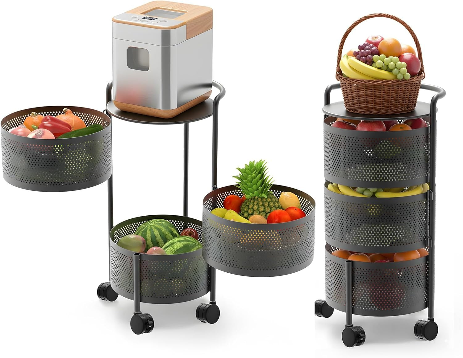 3-Tier Rotating Fruit Vegetable Storage Rack