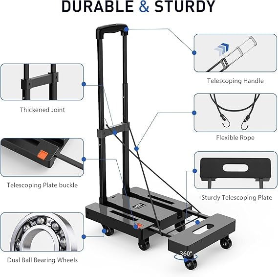 500LB Folding Hand Truck with 6 Wheels