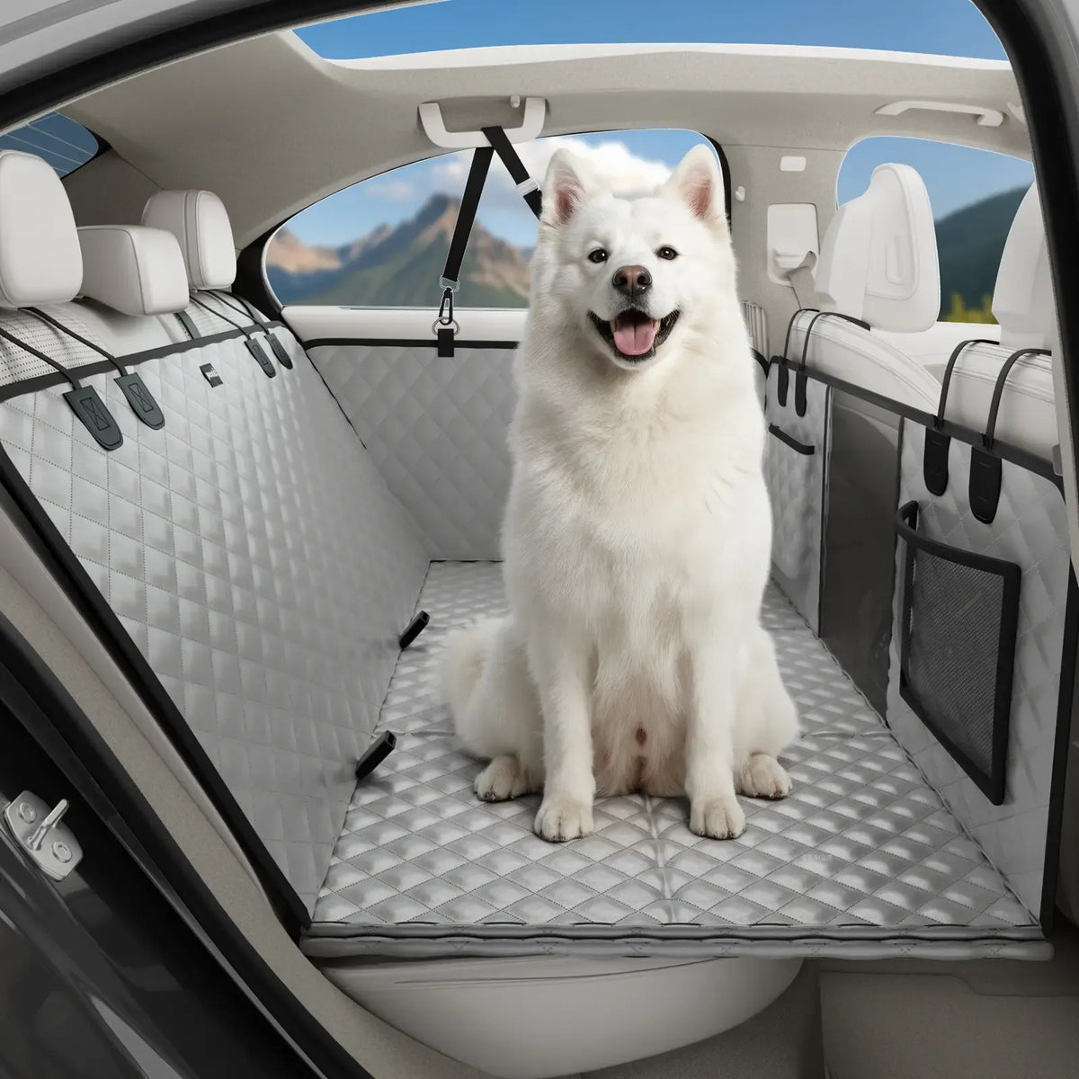 Non-Slip Pet Seat Cover with Mesh Window & Pocket🐕