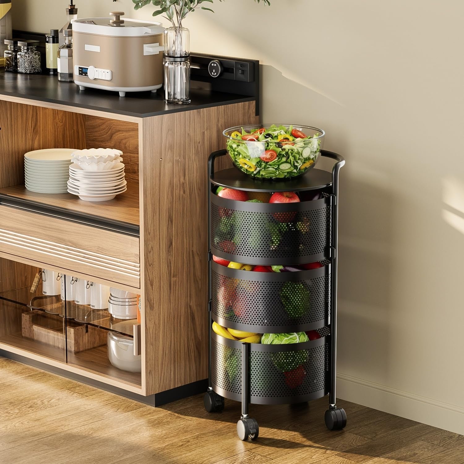 3-Tier Rotating Fruit Vegetable Storage Rack