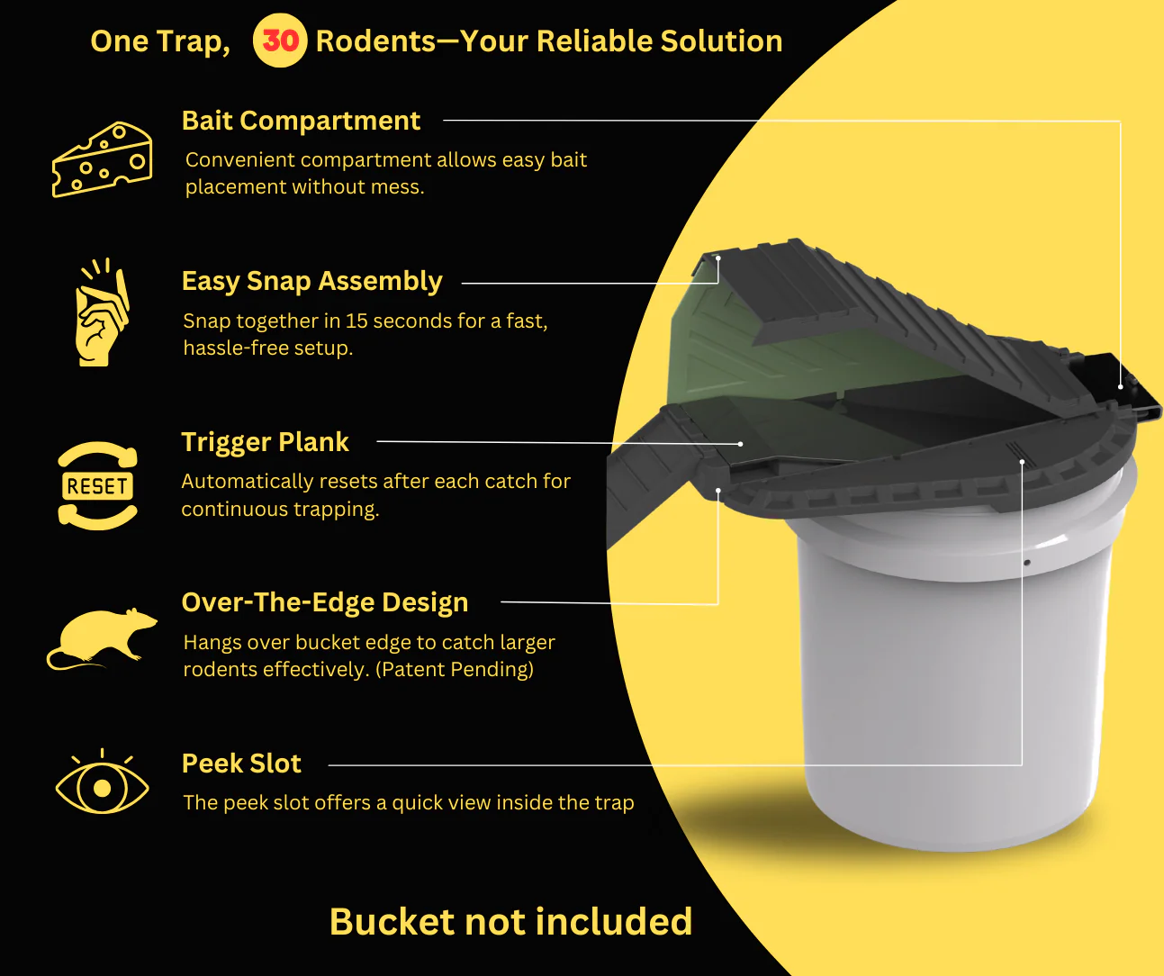 Bucket Lid Rodent Trap for Rats & Squirrels