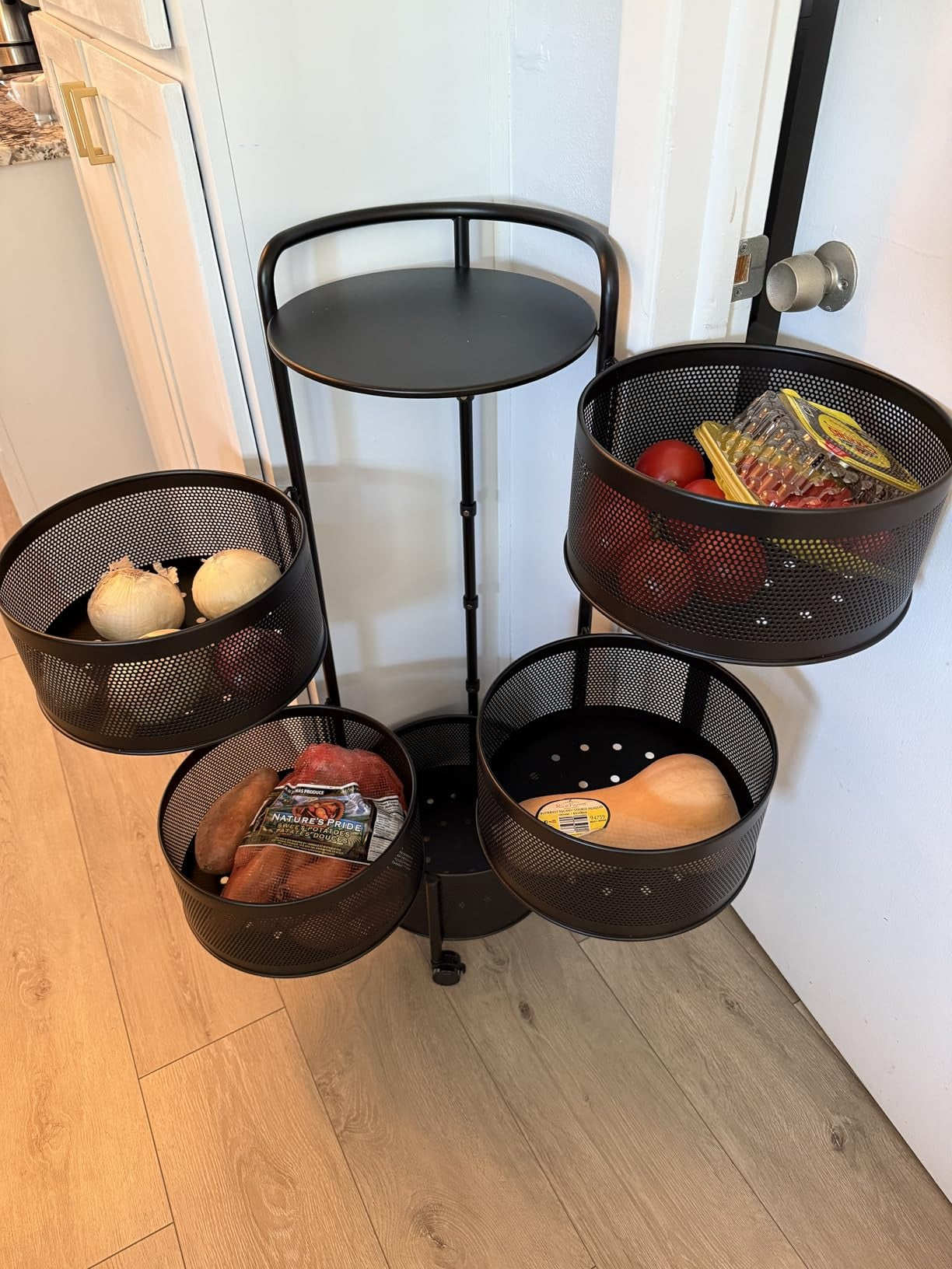 3-Tier Rotating Fruit Vegetable Storage Rack