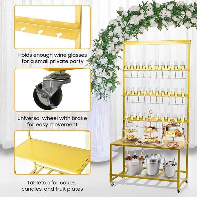 Swivel Casters Party Champagne Tower Rack