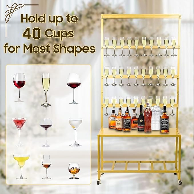 Swivel Casters Party Champagne Tower Rack